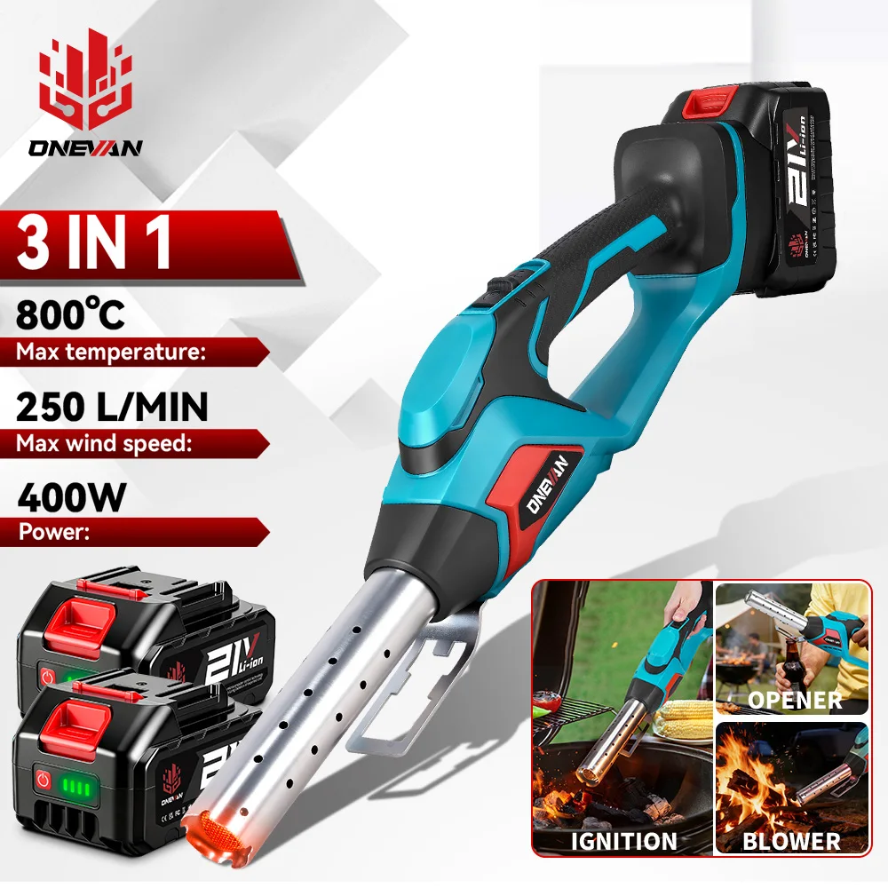 ONEVAN800 ℃   Cordless Elektrische Heißluftpistole 3IN1 400W Heißluftpistole Gebläse Zünder Handheld Hause Werkzeug Für Makita 18V Batterie pin