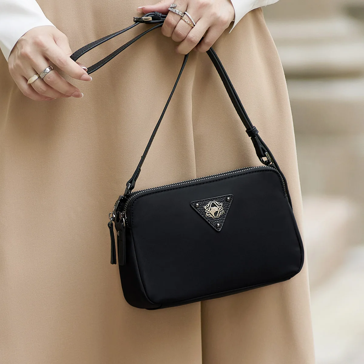 ZOOLER Original Quality Oxford Material Women Shoulder Bags Crossbody Stylish Travel Use Purses Black Light Weight #JH223