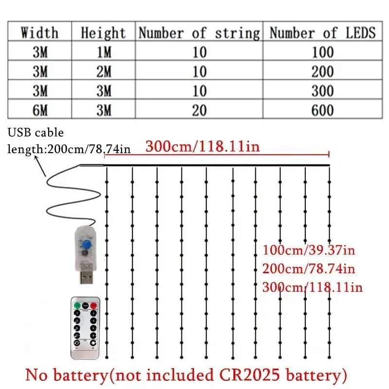 الزفاف زينة عيد الميلاد جارلاند الستار ضوء سلسلة للمنزل غرفة نوم السنة الجديدة مصباح LED 6 متر 8 وضع USB التحكم عن بعد الجنية ضوء #6