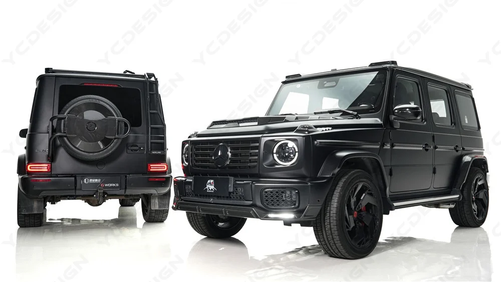 Dry Carbon Fiber Spare Wheel Tire Cover with Bracket Kit Fit For 2018-2026 G63 G Class W463A W464 W465 Rear Wheel Trim view 2