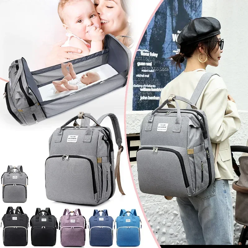 New Bottle Backpac Diaper Backpack Multi-functional Mother and Baby Bag, Mommy Bag Foldable Sleepable Mommy Bag