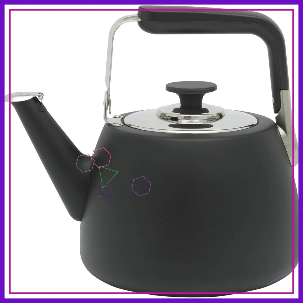 

Large 2 QT Heavy Gauge Stainless Steel Tea Kettle with Whistle - Matte Black Finish