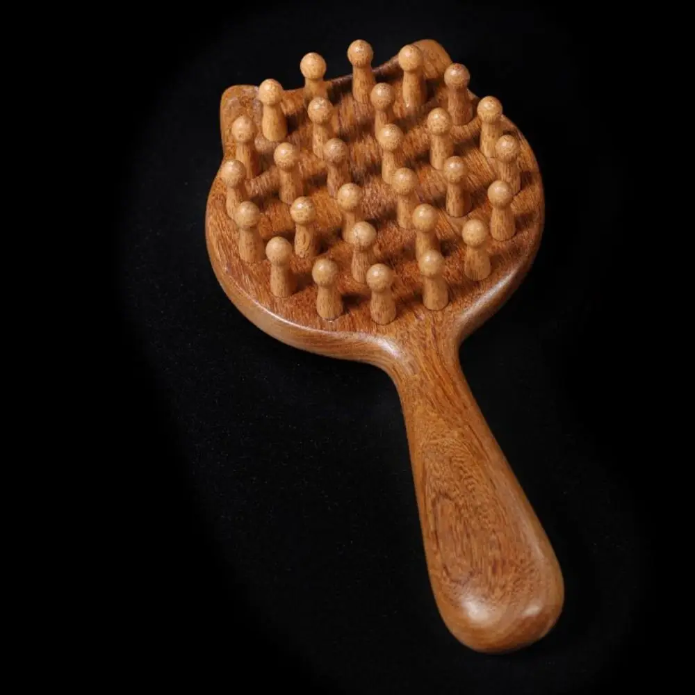 

Расческа для волос из сандалового дерева для кошек, антистатическая, изысканная, массажная расческа для кожи головы, снимающая стресс, деревянная длинная массажная расческа с медведем, уход за кожей головы