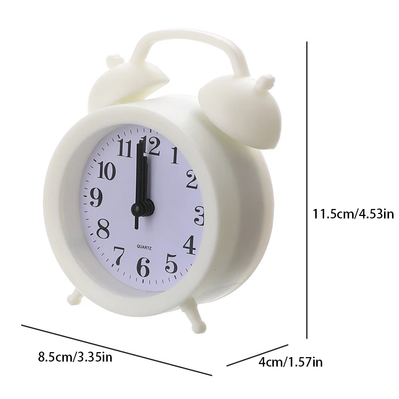 Double Bell Clock Accurate Timekeeping Battery Operated Mini Round Bedside Desk Alarm Clock Cute Kids Gift