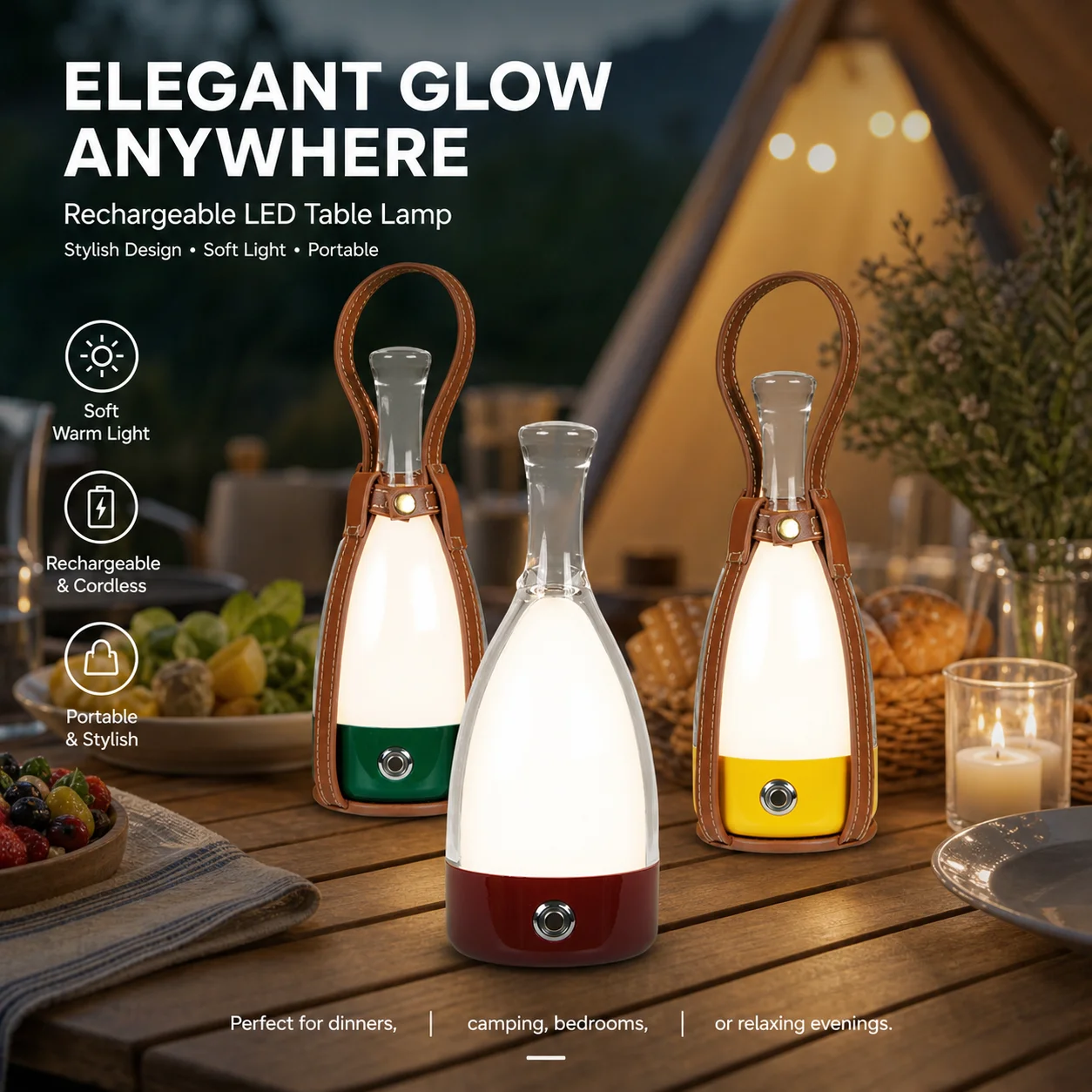 WWPPU Rechargeable Wine Bottle Lamp, Creative LED Bedside Nightstand Light, Aesthetic Modern Luxury Table Lamp for Decor