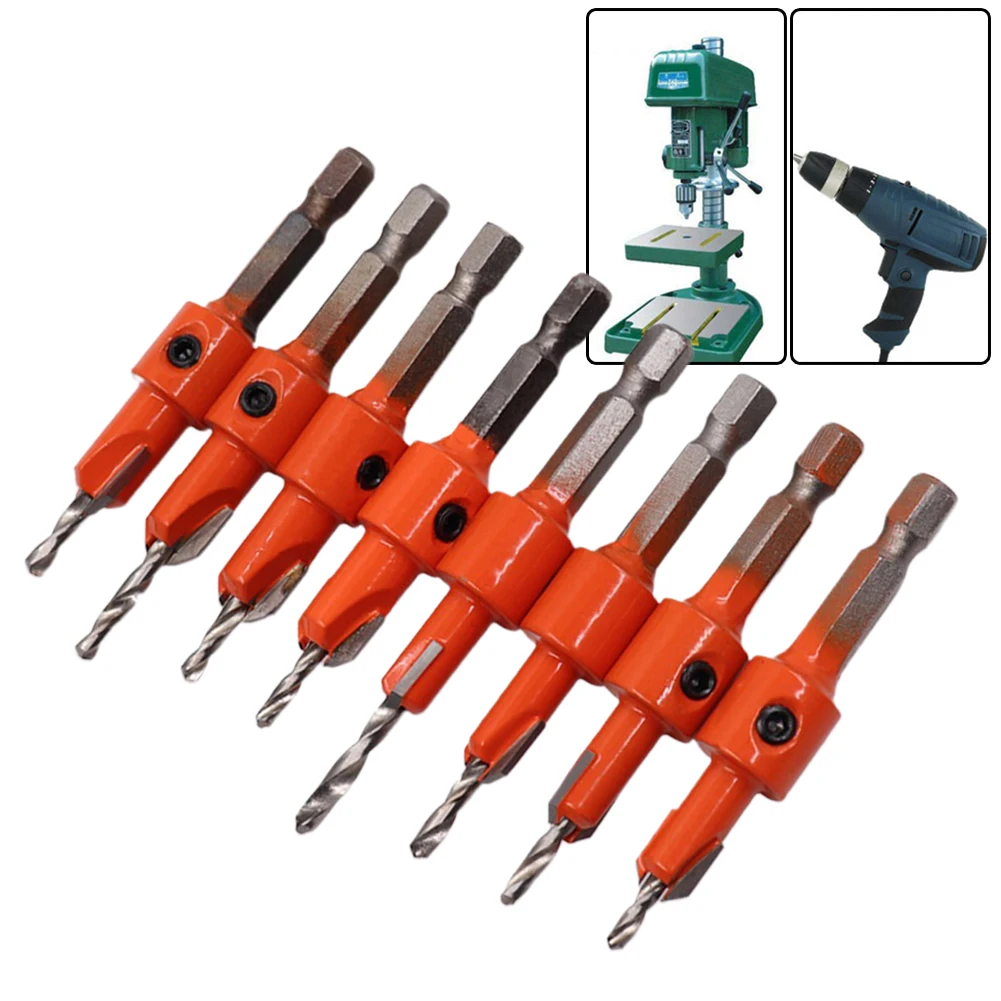 1pcs Countersink Drill Bit 8mm 10mm Woodworking Hex Shank Step Drill Bit Router Bit Screw Extractor Milling Cutter Drilling Bit