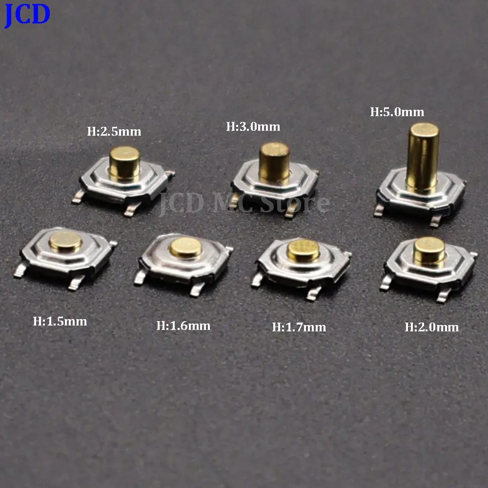 

10/20/50/100PCS/Lot 5.2x5.2mm (4x4mm) Height From 1.5mm To 5.0mm Momentary Metal Tact Push Button Switch SMT 4PIN Key Button