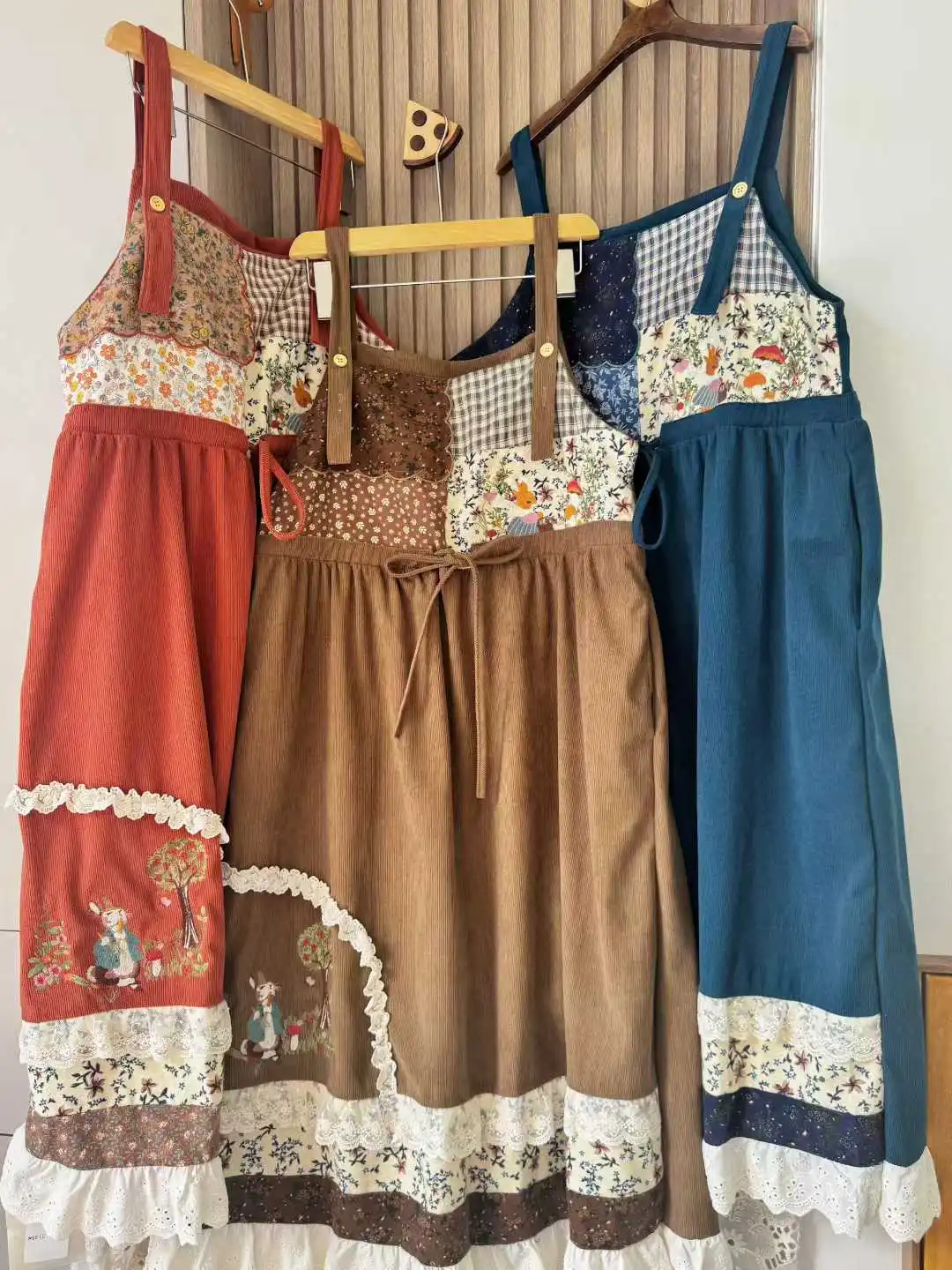 Inverno coreano doce veludo renda bordado sem mangas suspender vestido mori menina kawaii lolita harajuku japonês vestido longo