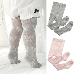 0-8Y Baby Mädchen Frühling Sommer Strumpfhosen Gestrickte Baumwolle Kinder Strumpfhosen Dünne Atmungsaktive Infant Kleinkind Strümpfe Kinder Zubehör