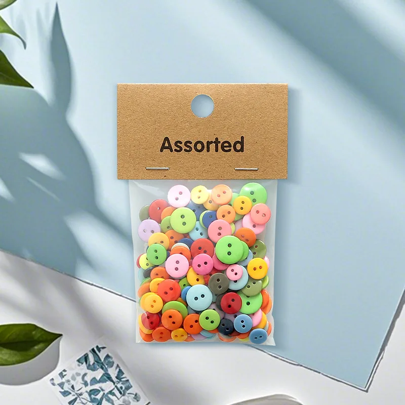 New 9MM-15MM Mixed Color Resin Two-eye Bread Buckle Student Diy Small Buttons Round Buttons Handmade Stickers