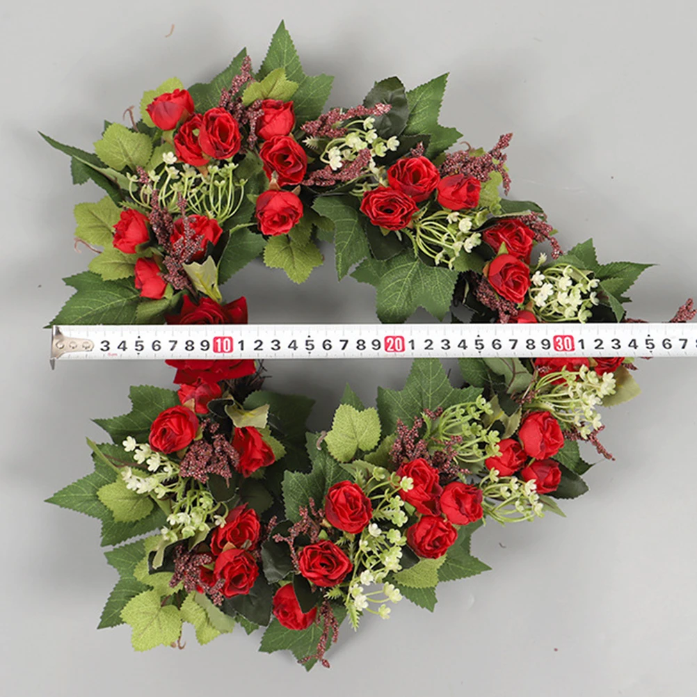 

Heart Shaped Artificial Rose Red Valentines Decor Wall Hanging Wreath Wall Hanging nament Valentine'S Day Wreath Wedding Party