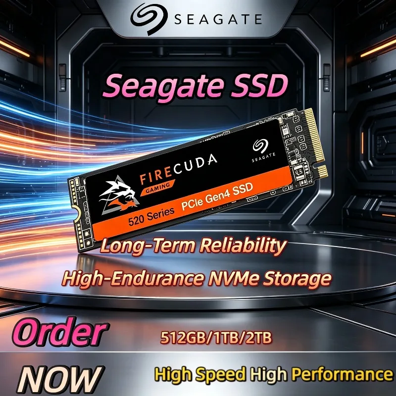 SSD NVMe M.2 Seagate 520 Series 512GB/1TB/2TB, PCIe Gen4, Unidade de Estado Sólido Interna para Laptops, Desktops e Criadores
