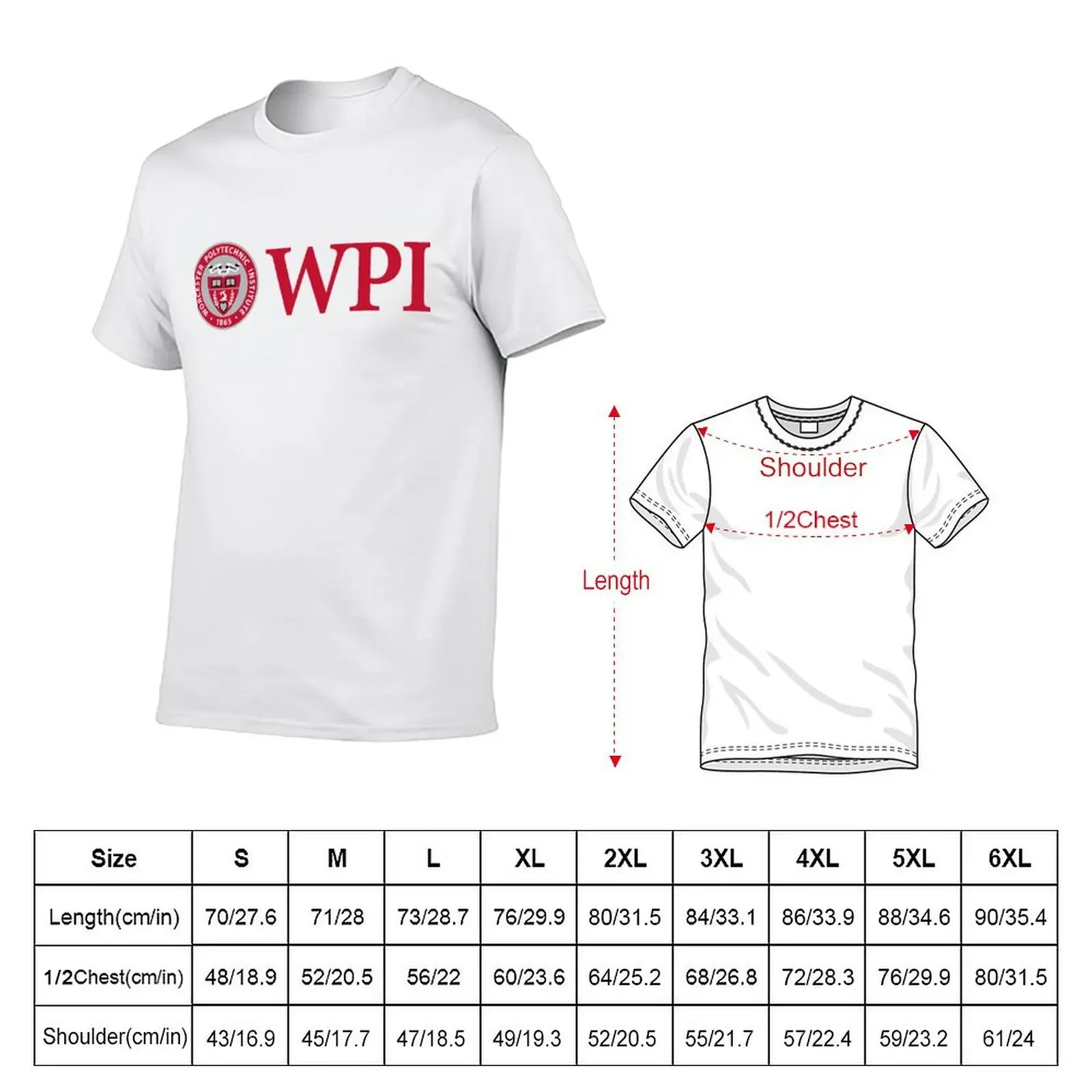 Worcester Polytechnic Institute T-Shirt oversized graphic tee sports fans shirts graphic tees cotton t shirt men