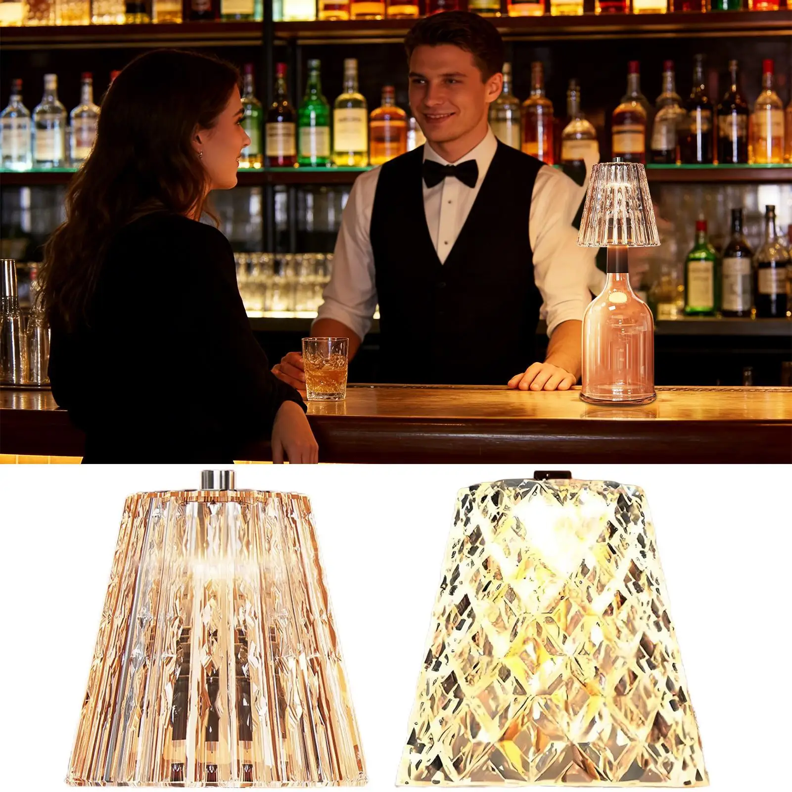 

Беспроводная лампа для бутылок, перезаряжаемая, беспроводная подсветка для винных бутылок, 3 цвета, сенсорное диммирование, настольная лампа, декоративное освещение для дома.