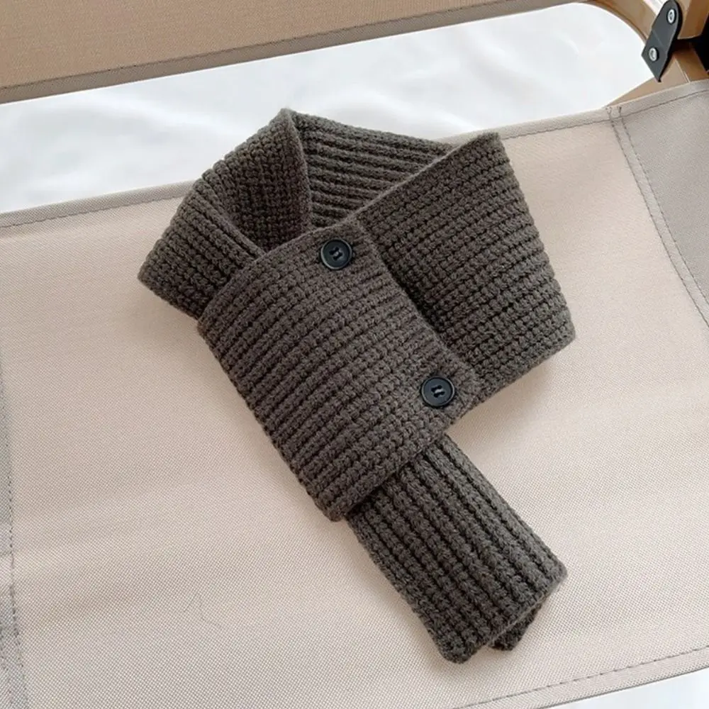 New Windproof Cross Scarf Solid Color Cross Collar Children Muffler Button Design Knit Neck Warmer Outdoor Use