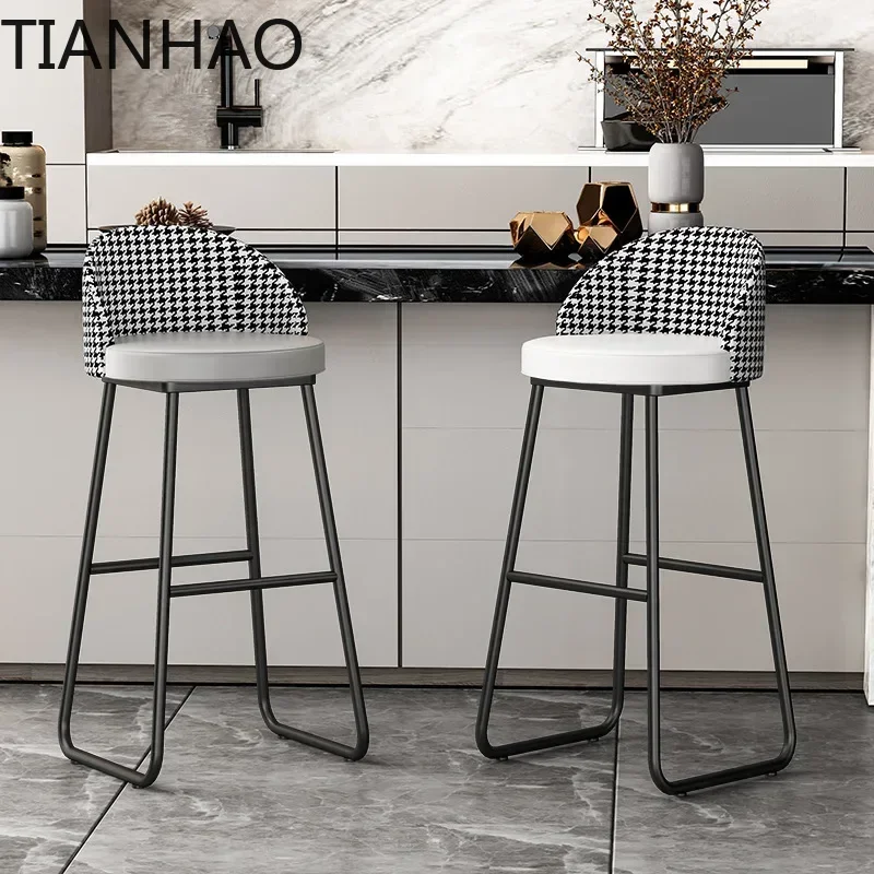 Nordic 65cm Leather Bar Stool  Luxury Design with Gold Legs, Backrest, Ideal for Kitchen & Home Bar
