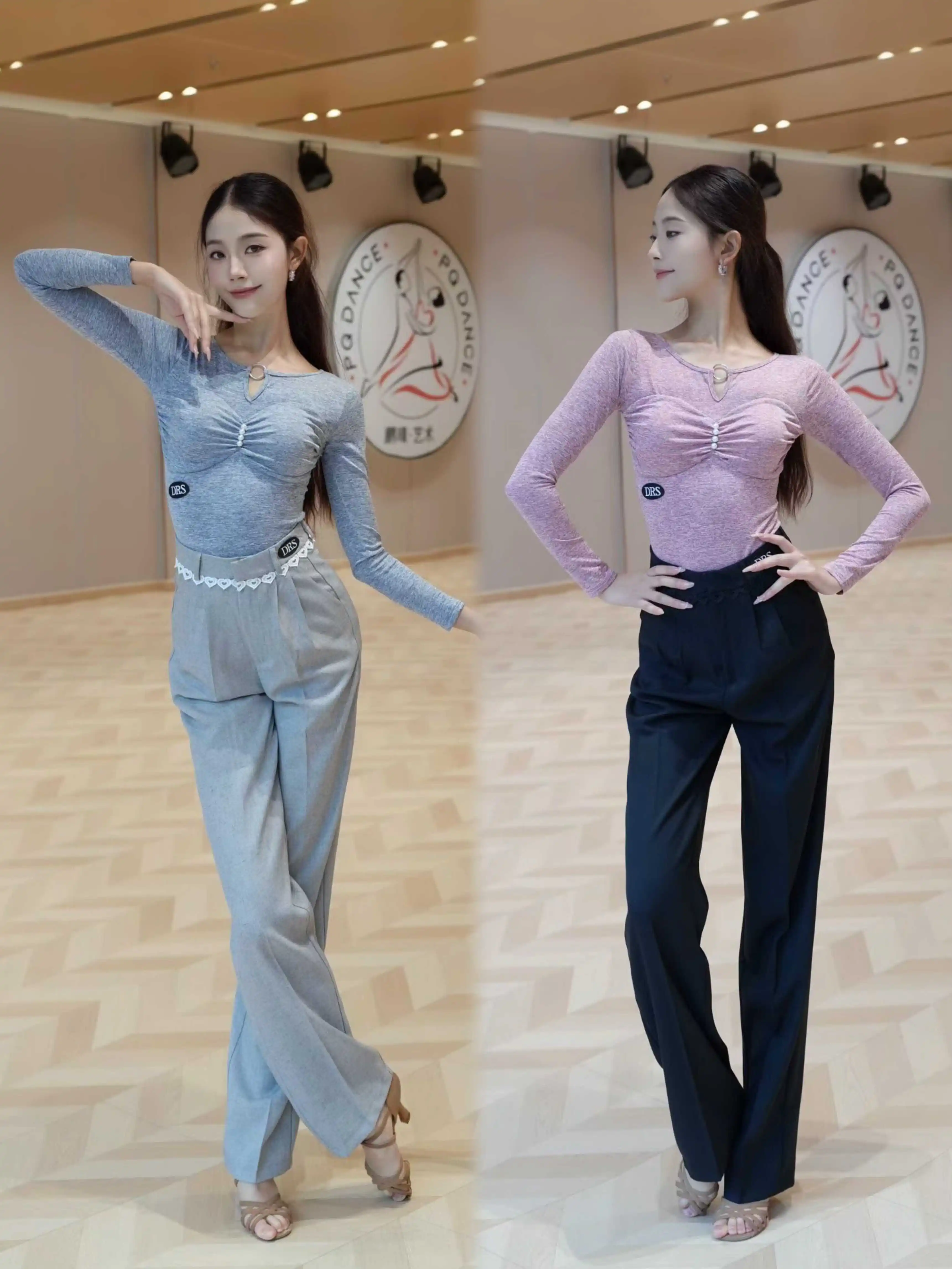 2025 Nieuwe Nationale Standaard Dans Vrouwen Latin Dansen Lange Mouw Top Kanten Broek Praktijk Kostuums Ballroom Dans Kleding DN22085