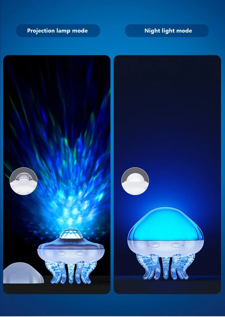 مصباح إسقاط قنديل البحر المحيطي، مؤقت بلوتوث، ضوء ليلي مثير للاهتمام مع 8 ألوان متغيرة ديناميكية وجميلة #1
