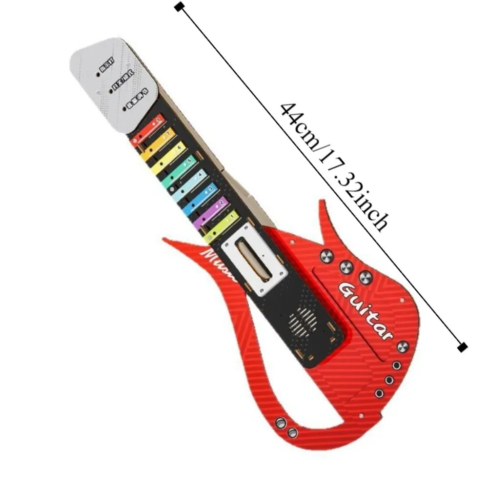 Tecnologia fai-da-te in legno Suono per chitarra elettrica Assemblaggio fai-da-te Giocattolo per chitarra musicale per bambini Giocattoli per strumenti musicali Montessori portatili