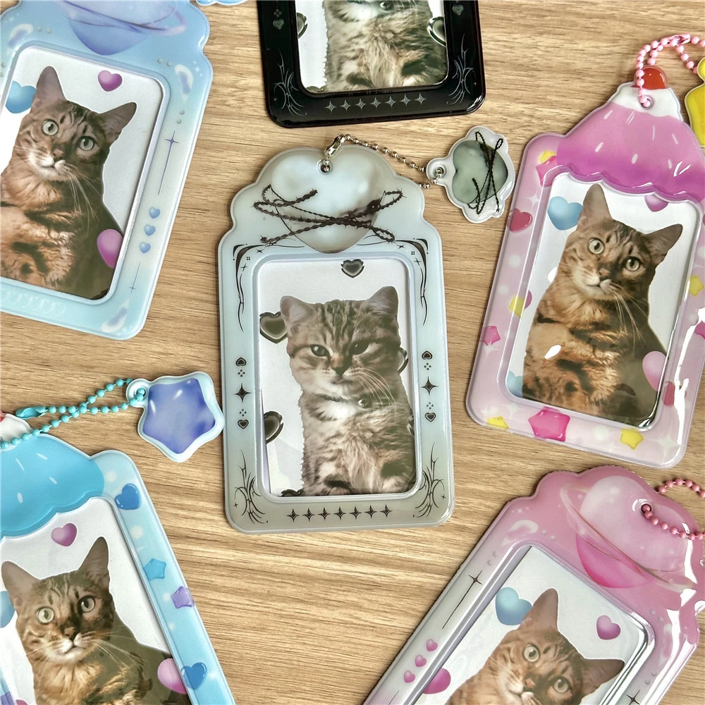 Cute Heart Card Cover New Photo Card Holder Idol Photo Protective Case Photocard Holder Display Keychain Pendant Stationery