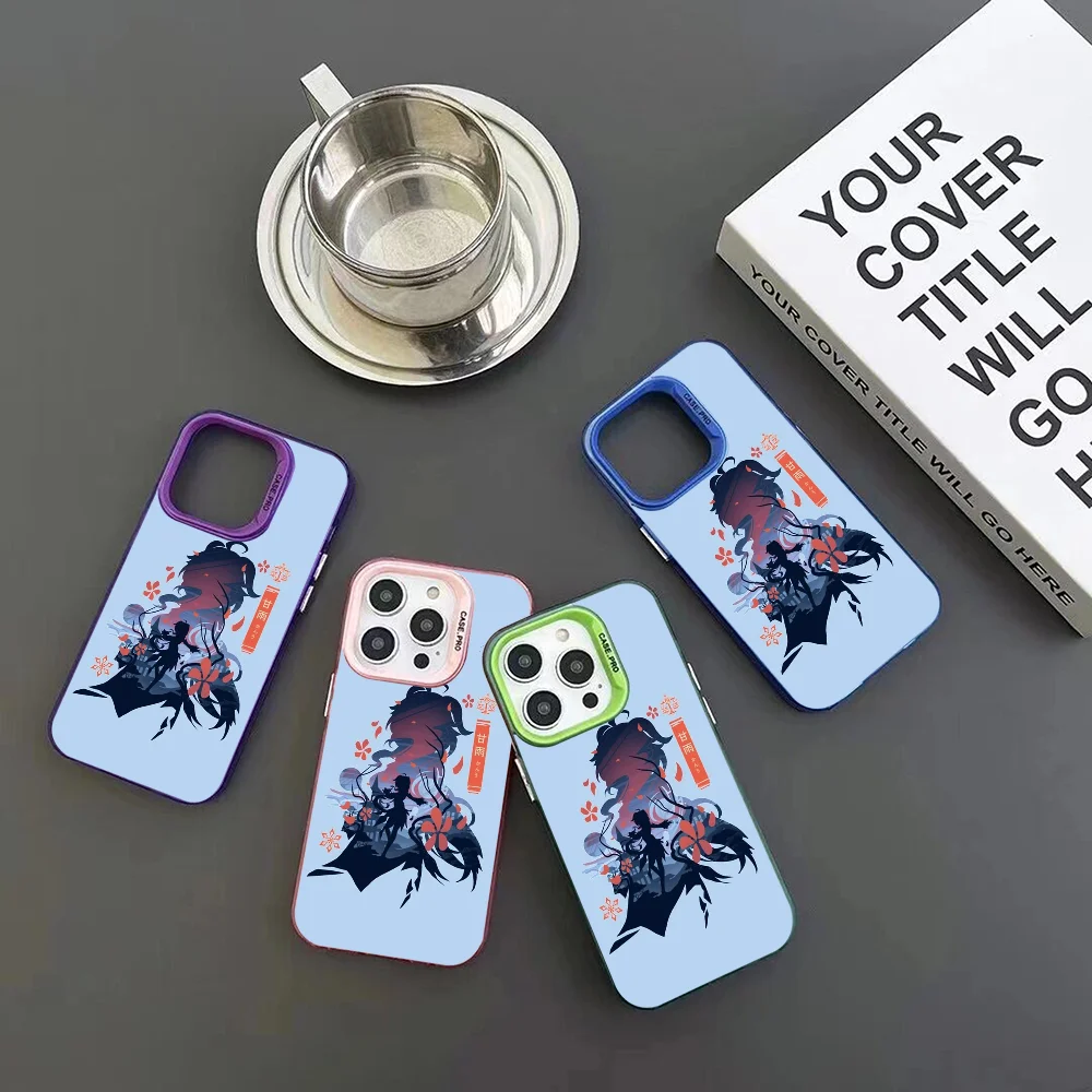 Ganyu Genshin Plenilune Gaze Phone Case IMD Color Silver Shell For IPhone 16 15 14 13 12 Pro Max Plus