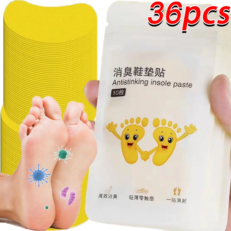 

36pcs Invisible Lemon Deodorant Shoes Stickers Women Men Foot Care Deodorant Paddings Athlete's Foot Soothing Insole Patch