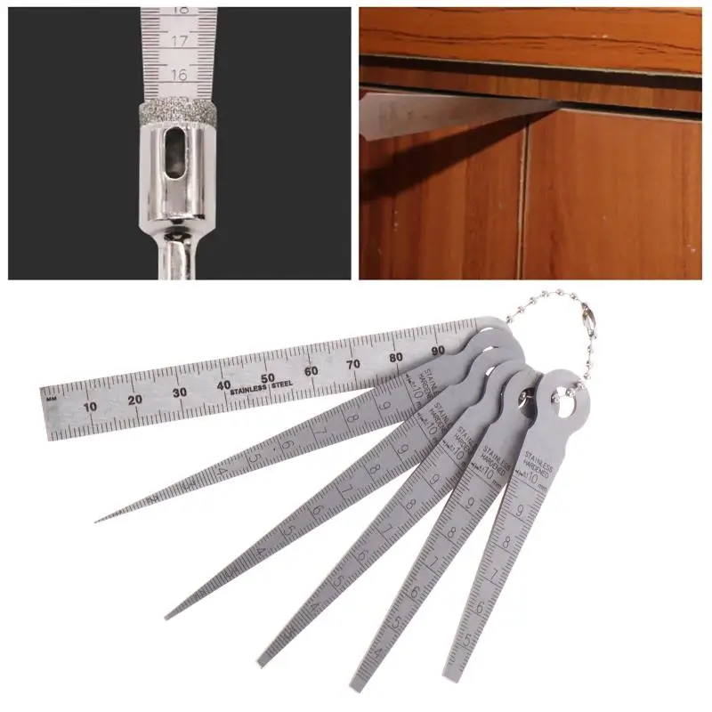 6Pcs Feeler Measuring Tool Taper Gauge  Gage Stainless Steel Welding Taper Feeler Gauge Rulers Hole Inspection Tool