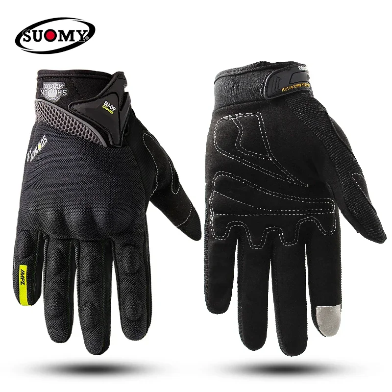 SUOMY Motorbike Breathable Racing Glove Motorcycle Full Finger Gloves Motocross Motorbike Breath Mesh Touch Screen Racing Gloves