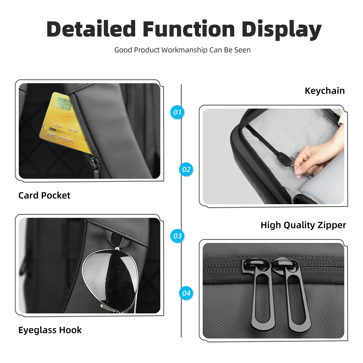 حقيبة ظهر رجال الأعمال من HcanKcan، حقائب كمبيوتر محمول متعددة الوظائف، سعة كبيرة، حقيبة ظهر للسفر، حقيبة مدرسية مقاومة للماء مع منفذ USB #6