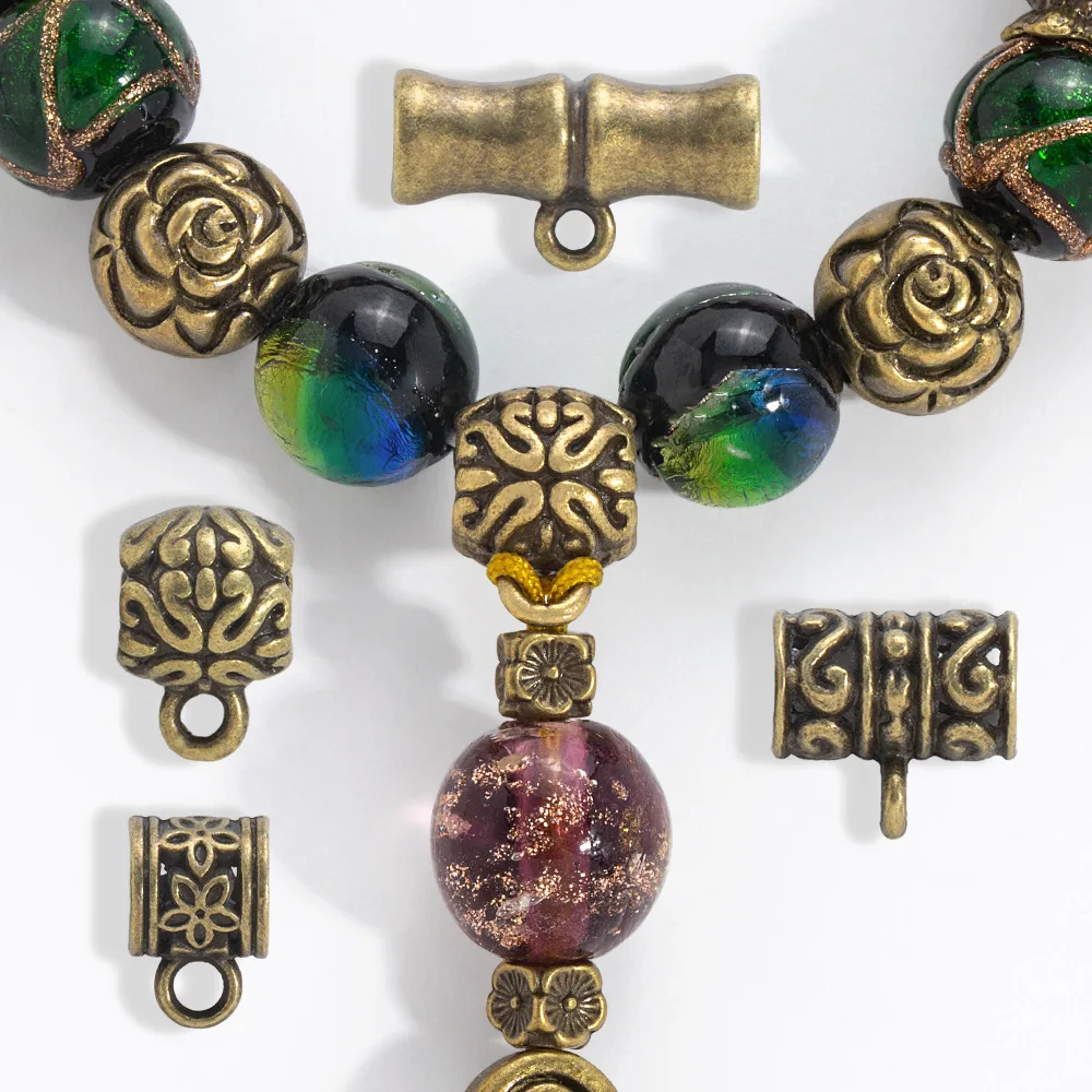 diy bracelet accessories, silver vintage alloy spacer beads and pieces, bracelet necklace beads