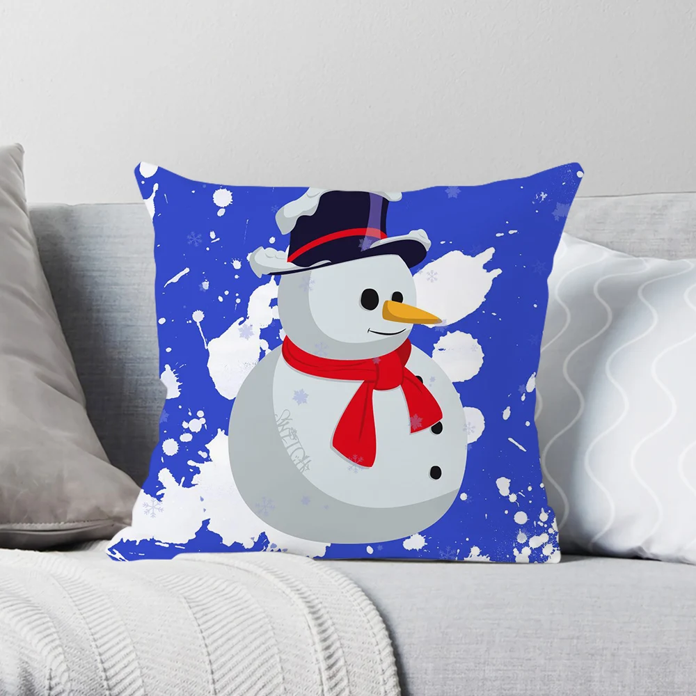 CLOOCL Lovely Pillowcase Cartoon Snowman Holly Leaf 3D Graphics Plush Pillow Cover Multiple Sizes Pillowcase Winter New