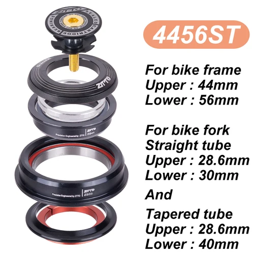 Imagen 2 del producto ZTTO 4456ST MTB bicicleta de carretera auriculares 44mm 56mm CNC 1 1/8 ""-1 1/2"" 1,5 cónico 28,6 tubo recto horquilla interna 44 56 auriculares