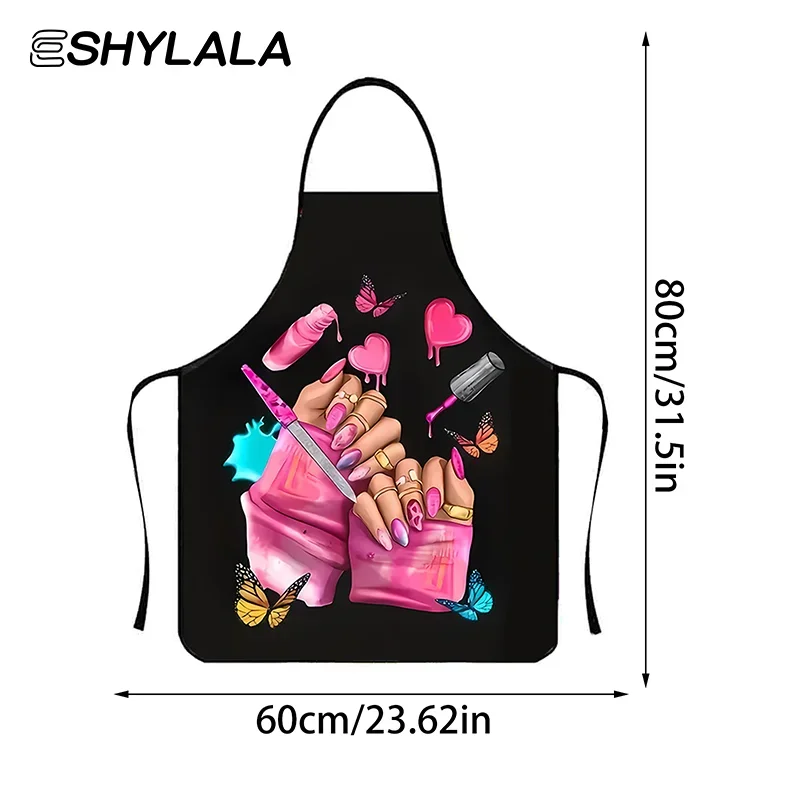 Nagellak Afdrukken Schoonheid Keuken Vrouwen Schort Huishoudelijke Reiniging Overgooier Salon Thuis Koken Bakken Manicure Werkkleding