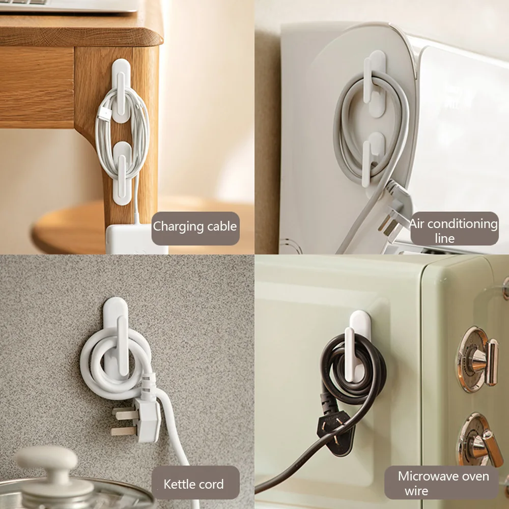 2/4Pcs Punch Free Self Adhesive Blinds Cord Winder - White Plastic Curtain Rope Holder | Window Pull Rope Organizer Wire Fixator