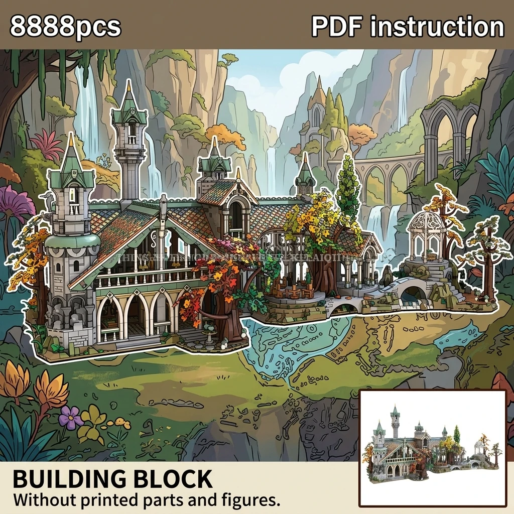 

Diorama Adult Masterpiece Set MOC Epic Fantasy Forest Sanctuary Expansion Building Blocks For 10316 Mythical Woodland Palace