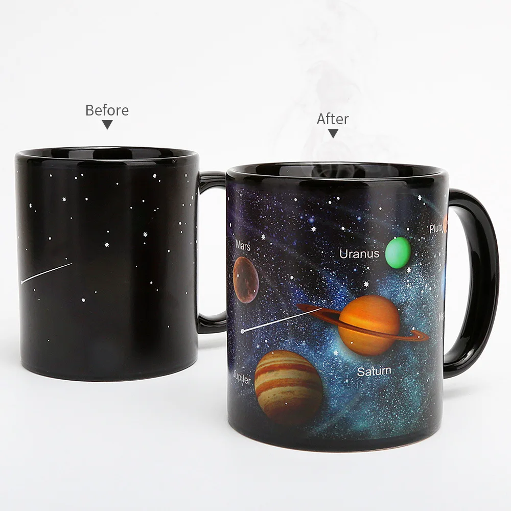 Magic Mug Solar System Color Changing Coffee Cup Outer Space Pattern Ceramic Water Heat Sensitive Coffee Summer Winter Drinkware