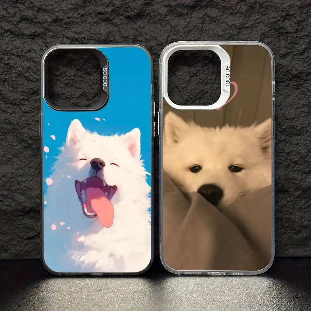

Cute Pet Dog Samoyed Phone Case For iPhone 17,16,15,14,13,12,11,Pro Max,Plus Candy Silver Cover