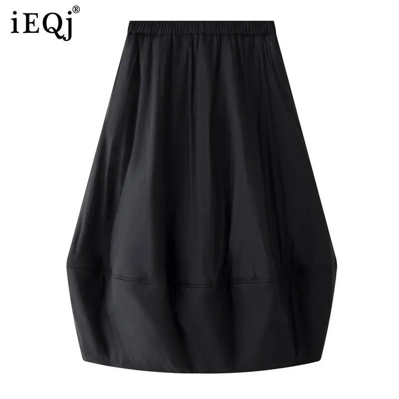 IEQJ High Elastic Waist Green Keep Warm Cotton-padded Long Half-body Skirt Women Fashion Tide New Autumn Winter 2025 1DH7812