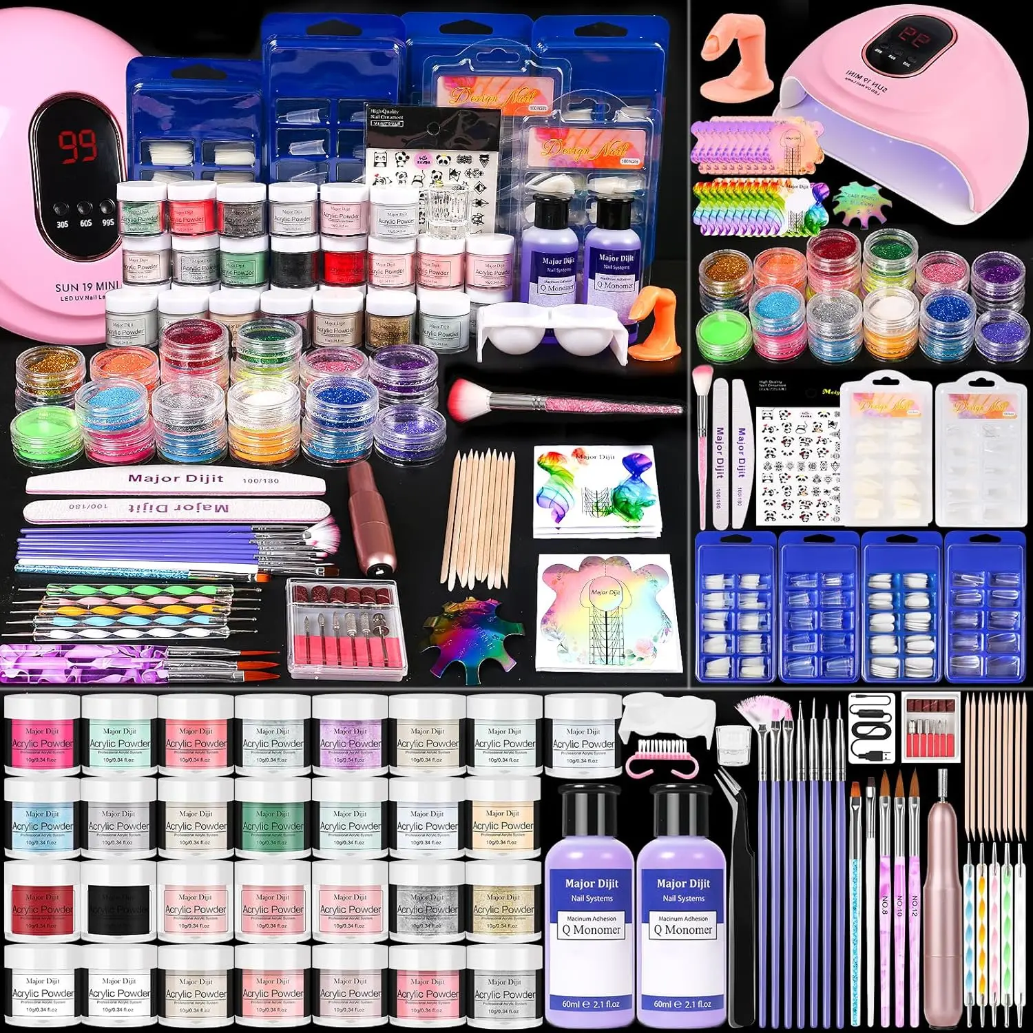 

Полный набор для дизайна ногтей с УФ-лампой, электрической дрелью и 29 цветов — универсальные принадлежности для начинающих