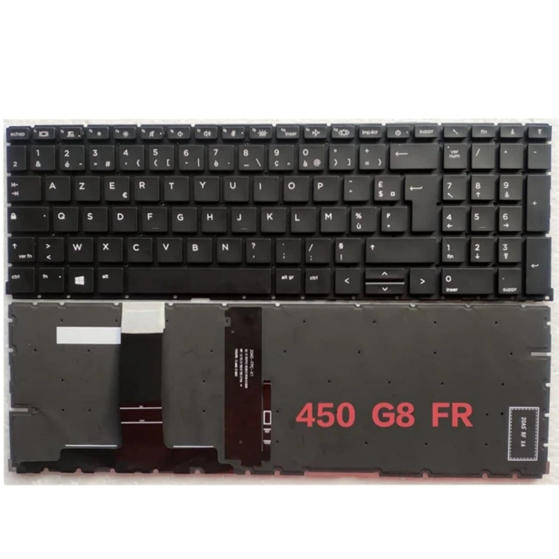 French Backlit Keyboard AZERTY for HP ProBook 450 G8 / 455 G8 / 455R G8 / 650 G8 / 655 G8 / ZHAN66 Pro 15 G4 /  HSN-Q31C ​FR