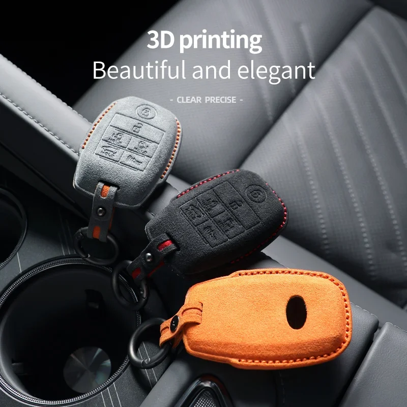 

Alcantara Car Key Case Cover Shell For Kia Key Case K5 Keyless Run K3 Keyless Frui Runner Alcantara Flip Fur Key Pouch