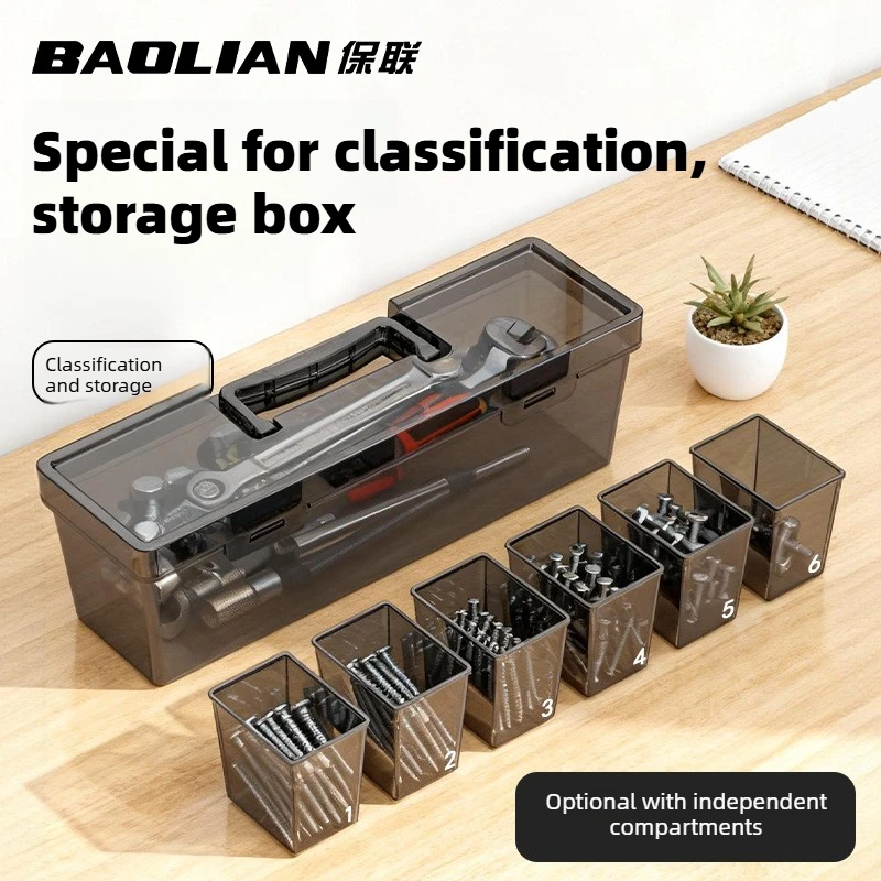 Transparent Handheld Toolbox Portable Large Capacity Thickened Plastic Hardware Tool Storage Box With Handle Tool Organizer Box