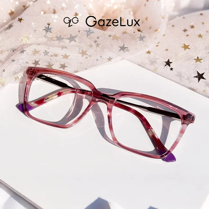 

Женские очки по рецепту Gazelux, очки для чтения с защитой от синего света и очки для коррекции близорукости, оправа из ацетата, розовые и черные.