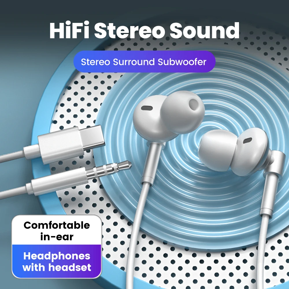 3.5mm In-ear Wired Earphone HiFi Surround Heavy Bass Stereo Noise Cancellation Sports Headphones For iPhone15 16 Huawei Xiaomi