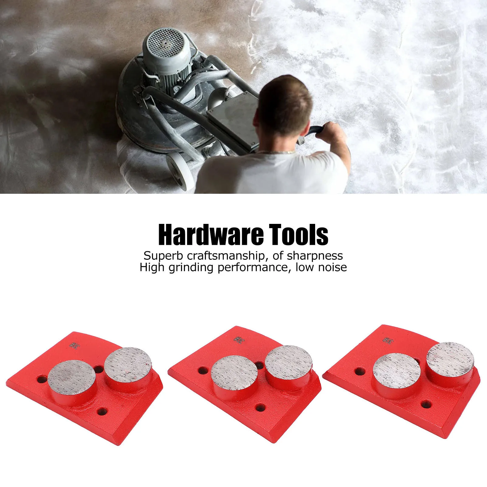 

Grinding Pads Red Trapezoid 30# Grit 2 Cylindrical Teeth for Concrete Polishing Trapezoid Grinding Pads