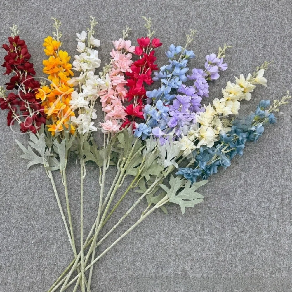 

Large Size Artificial Delphinium Flowers Silk DIY Fake Flowers Arrangement 2 Forks Artificial Flocked Delphinium Wedding Decor