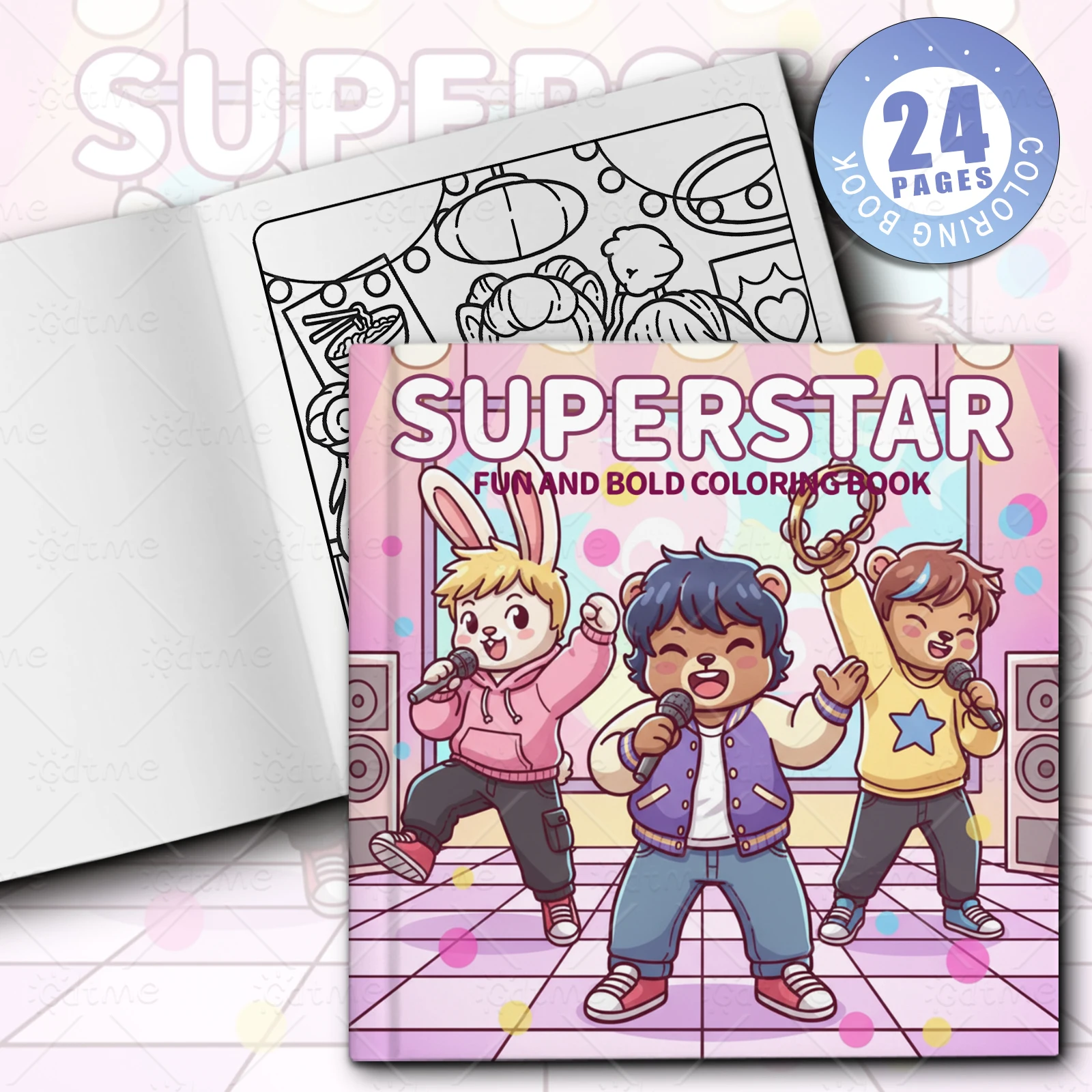 SUPERSTAR Coloring Book for Adults Featuring Cartoon Bold-easy Patterns for Relaxation DIY Painting Drawing Book