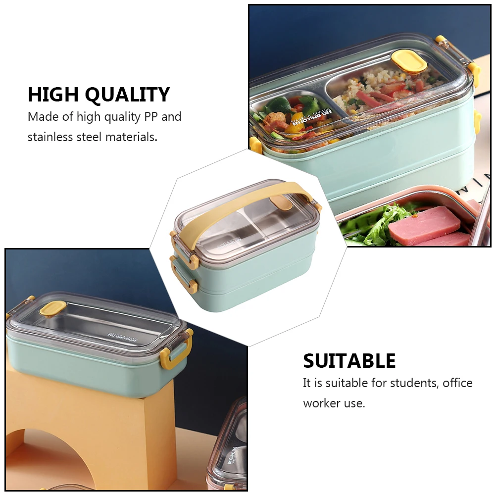 

Thermal Lunch Box Stainless Steel Divided Grid Portable Pp Family Case Food Container for Office Workers Students