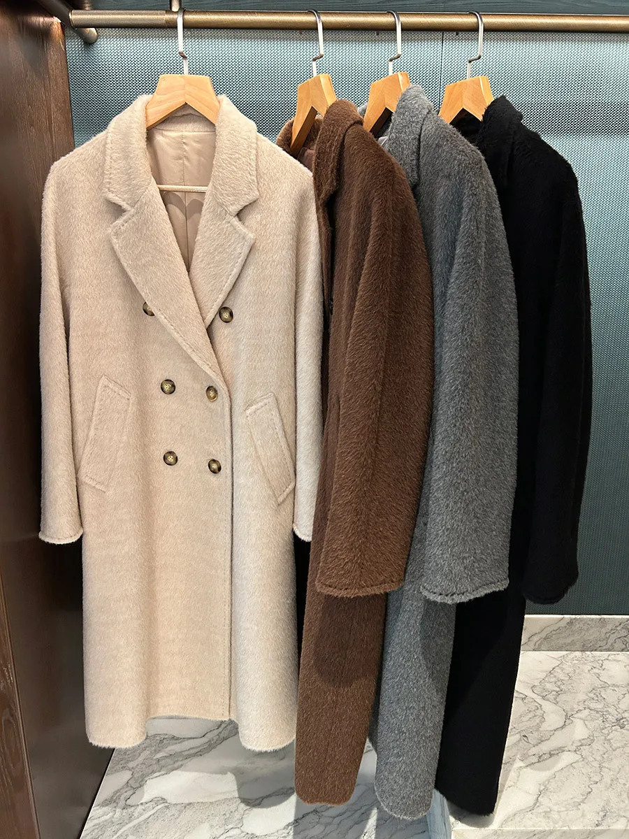 معطف طويل من صوف الألبكة متوسط الطول #1