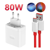 For OnePlus 80W SuperVOOC EU Fast Wall Charger for OnePlus 10 11 12 Nord CE 2 3 Lite OPPO realme 10 GT NEO 2 3 Type C USB Cable